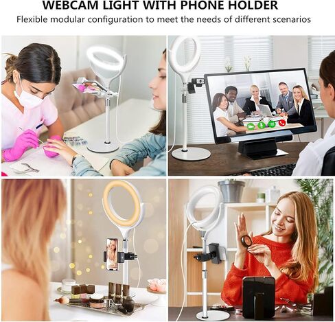 Upgrade 10.5" Ring Light for Desk with Magnetic Phone Holder, 30 Light Modes, Adjustable Zoom Lighting for Computer, Desk Light for Video Calls, Circle Light for Video Recording, Conference, Streaming in Saudi Arabia