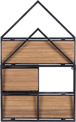 Industrial Style Round Wall Shelves, 3 Tier Decorative Floating Ledge Shelves, Wall Mounted Metal Bracket Wooden Display Hanging Shelf in Saudi Arabia