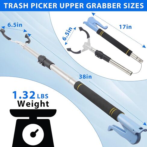 Grabber Reacher Tool Heavy Duty, 54" Trash Picker Upper Grabber Outside Heavy Duty Trash Picker for Outdoor Stainless Steel Pipe Extra Long Foldable Sturdy and Durable (54inch) in Saudi Arabia