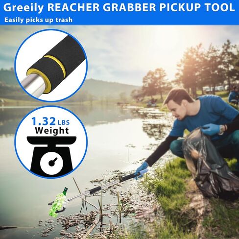 Grabber Reacher Tool Heavy Duty, 54" Trash Picker Upper Grabber Outside Heavy Duty Trash Picker for Outdoor Stainless Steel Pipe Extra Long Foldable Sturdy and Durable (54inch) in Saudi Arabia