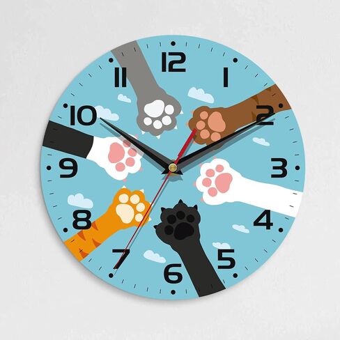 Wall Clock, 10 Inch Silent Non-Ticking Home Kitchen Decor, Battery Operated for Bathroom Bedroom Living Room Office(Cute Cats) in Saudi Arabia