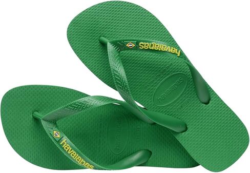 Havaianas for Women - Brazil Logo Color Flip Flops - Patria Green/Yellow Citrico - 9/10 in Saudi Arabia