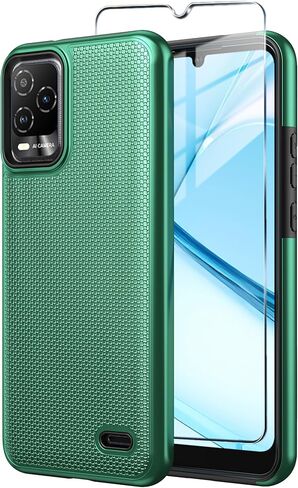 حافظة هاتف BLU View 5 Pro مع واقي شاشة من الزجاج المقوى، غطاء حماية مزدوج الطبقات عالي التحمل ضد الصدمات لهاتف BLU View 5 Pro (أخضر داكن) in Kuwait