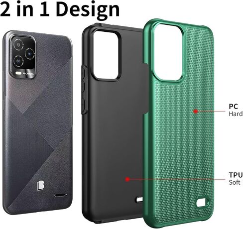 حافظة هاتف BLU View 5 Pro مع واقي شاشة من الزجاج المقوى، غطاء حماية مزدوج الطبقات عالي التحمل ضد الصدمات لهاتف BLU View 5 Pro (أخضر داكن) in Kuwait