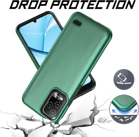 حافظة هاتف BLU View 5 Pro مع واقي شاشة من الزجاج المقوى، غطاء حماية مزدوج الطبقات عالي التحمل ضد الصدمات لهاتف BLU View 5 Pro (أخضر داكن) in Kuwait