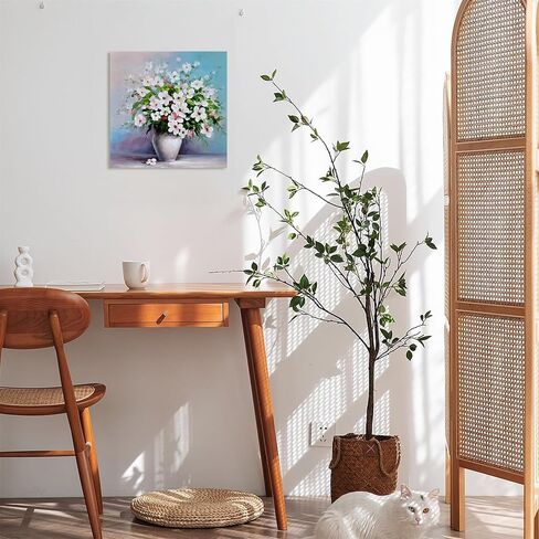 Bathroom Wall Decor, Pink Flowers Wall Art, Fashion Canvas Pictures Bathroom Wall Art for Bedroom Living Room Wall Decor Painting Picture Artwork Wood Framed Wall Decor Easy to Hang Size 13x13in in Saudi Arabia