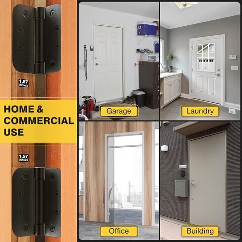 KOLET Self Closing Door Hinges, 4 x 4 Inches Door Hinges with Auto Close, 5/8" Radius Corners Spring Hinges, Heavy Duty Stainless Steel, Long-Lasting, Brushed Nickel, 3 Pack in Saudi Arabia