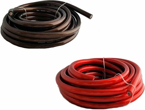 IMC Audio 1/0 Gauge AWG CCA Power Ground Wire Cable (25ft Black & 25ft Red) Welding Wire, Battery Cable, Automotive RV Wiring, Car Audio Speaker Stereo 0 Gauge Power Wire 50 Feet Total in Saudi Arabia