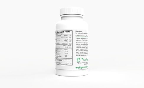 Wellgenix Purvana Hair, Skin, and Nails - One a Day Softgel - 2500mcg Biotin, DMAE, MSM, Horsetail, Grape Seed Extract - Anti Aging, PCOS & Postpartum Hair Growth, Strong Nails (90 Count) in Saudi Arabia