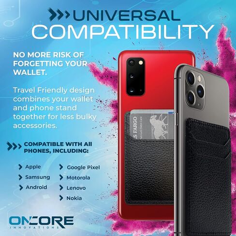 Slim Cell Phone Wallet Stick On with Built-In Collapsible 360° Rotating Folding Stand - Cell Phone Card Holder for Back of Phone Wallet Attachment with Kickstand - Attachable Wallet for Phone Case in Saudi Arabia