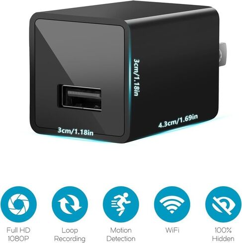 1080P شاحن USB صغير مخفي المنزل الذكي مراقبة الطفل كاميرا مراقبة HD واي فاي تجسس الأمن فيديو مربية كاميرا كشف الحركة عرض عن بعد in Kuwait