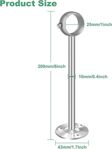 Ceiling Curtain Rod Brackets 6 Inch Ceiling Mount Curtain Rod Holder Curtain Rod Hooks, Stainless Steel, Heavy Duty Ceiling Curtain Bracket for 1 Inch Drape Poles, 2 Pack, Silver in Saudi Arabia
