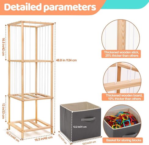ACEPRUT Wood Stuffed Animal Storage Holder with Storage Basket, Space Save Three Tier Vertical Large Stuffed Animal Zoo Organizer for Playroom Bedroom, Toy Storage Birthday Gifts for Kids in Saudi Arabia