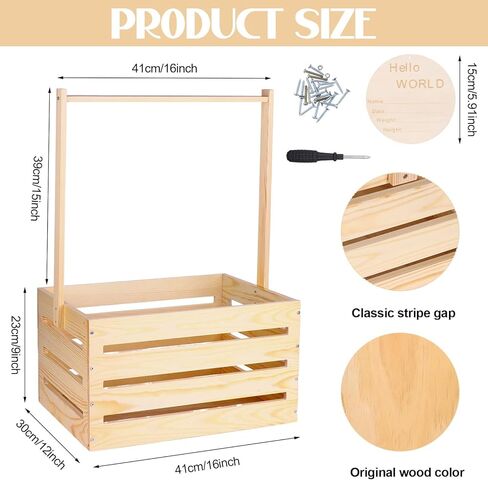 خشبي الطفل دش قفص خزانة الطفل هدية سلة مع مقبض الطفل تخزين قفص يعوق مولود جديد الطفل دش الزينة خشبية الهدايا سلة قفص للبنين الفتيات الحمل الوالدين الجدد in Kuwait