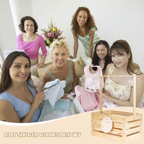 خشبي الطفل دش قفص خزانة الطفل هدية سلة مع مقبض الطفل تخزين قفص يعوق مولود جديد الطفل دش الزينة خشبية الهدايا سلة قفص للبنين الفتيات الحمل الوالدين الجدد in Kuwait