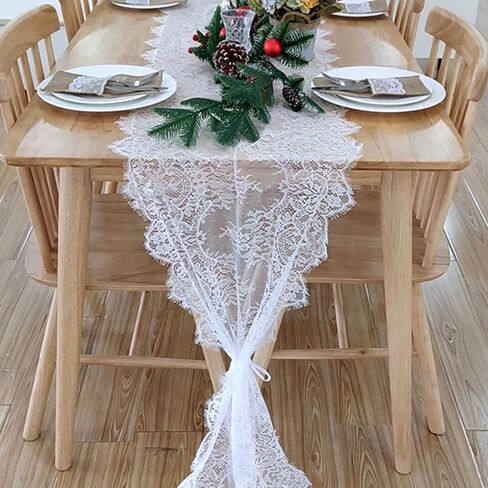 Romantic Vintage Lace Table Runner with Embroidered 18X120inch Black Floral Lace Table Runner for Candlelight Dinners, Wedding Reception Table Decor in Kuwait