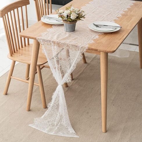 Romantic Vintage Lace Table Runner with Embroidered 18X120inch Black Floral Lace Table Runner for Candlelight Dinners, Wedding Reception Table Decor in Kuwait