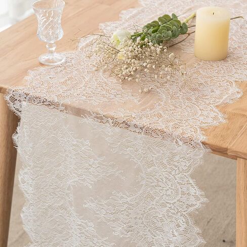 Romantic Vintage Lace Table Runner with Embroidered 18X120inch Black Floral Lace Table Runner for Candlelight Dinners, Wedding Reception Table Decor in Kuwait