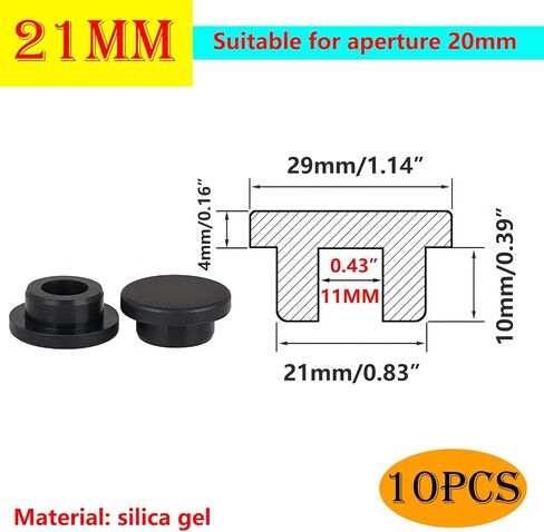 20 قطعة من قابس السيليكون، سدادة سيليكون مجوفة على شكل حرف T، قابس ثقب السيليكون، سدادات مرنة بفتحة مستديرة لفتحة 15 مم in Kuwait