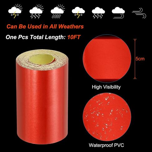 PATIKIL 2 Inch x 10 FT Reflective Tape, 3 Pack High Visibility Waterproof Conspicuity Outdoor Safety Warning Tape for Trailer Truck Car Bike, Black in Saudi Arabia
