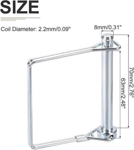 12mm x 65mm (DXL) Shaft Locking Pin - 1Pack - Good for Farm Trailers Lawn - Carbon Steel Square Trailer Coupler Pin - Silver Tone in Saudi Arabia