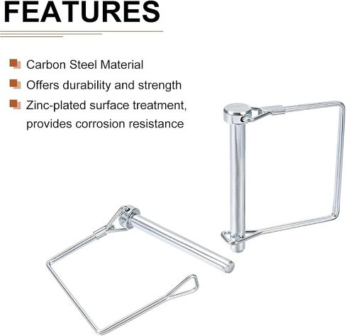 12mm x 65mm (DXL) Shaft Locking Pin - 1Pack - Good for Farm Trailers Lawn - Carbon Steel Square Trailer Coupler Pin - Silver Tone in Saudi Arabia