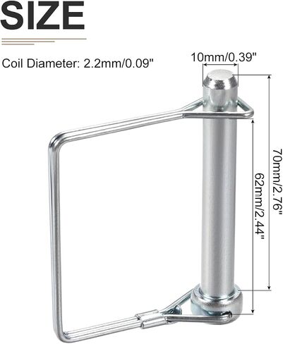 12mm x 65mm (DXL) Shaft Locking Pin - 1Pack - Good for Farm Trailers Lawn - Carbon Steel Square Trailer Coupler Pin - Silver Tone in Saudi Arabia