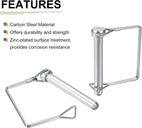12mm x 65mm (DXL) Shaft Locking Pin - 1Pack - Good for Farm Trailers Lawn - Carbon Steel Square Trailer Coupler Pin - Silver Tone in Saudi Arabia