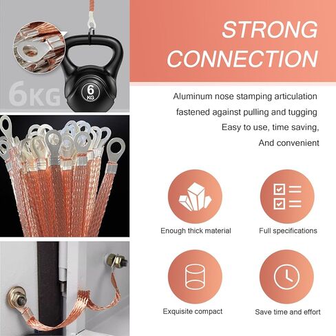 5 قطع من حزام التأريض لمحرك السيارة من Ajxn، 6 مم² 9.84 بوصة/12.99 بوصة صندوق توزيع مرن بثمانية فتحات، شريط توصيل سلك توصيل باب الجسر، علبة كابل توصيل ملحقات الأسلاك، للسيارات (ذهبي) in Kuwait