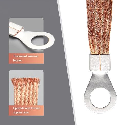 5 قطع من حزام التأريض لمحرك السيارة من Ajxn، 6 مم² 9.84 بوصة/12.99 بوصة صندوق توزيع مرن بثمانية فتحات، شريط توصيل سلك توصيل باب الجسر، علبة كابل توصيل ملحقات الأسلاك، للسيارات (ذهبي) in Kuwait