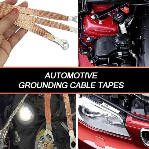 5 قطع من حزام التأريض لمحرك السيارة من Ajxn، 6 مم² 9.84 بوصة/12.99 بوصة صندوق توزيع مرن بثمانية فتحات، شريط توصيل سلك توصيل باب الجسر، علبة كابل توصيل ملحقات الأسلاك، للسيارات (ذهبي) in Kuwait