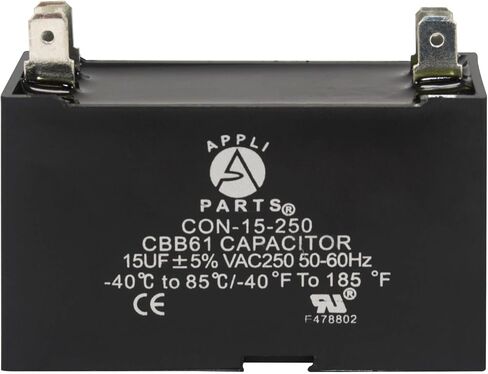 Appli Parts Fan Capacitor 12 mfd (microfarads) uf 250 VAC with 4 Terminal Connections compatible with any brand within the same range of capacitance 2-1/4in Width 7/8in Depth 1-3/4in Height CAP-12-250 in Saudi Arabia
