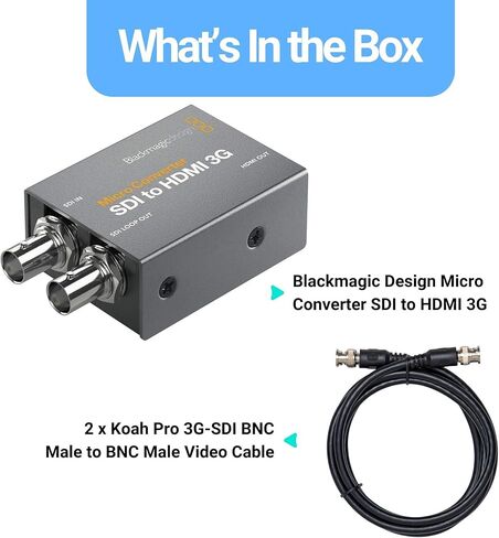 حزمة Blackmagic Design Micro Converter SDI إلى HDMI 3G مع كابل فيديو Pro 3G-SDI BNC ذكر إلى BNC ذكر مع كابل محوري بطول 6 أقدام (عبوة من قطعتين) (3 عناصر) in Kuwait