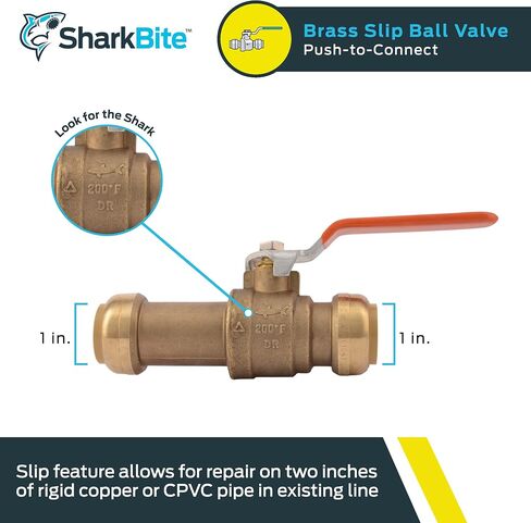 SharkBite 3/4 Inch Slip Ball Valve, Push to Connect Brass Plumbing Fitting, PEX Pipe, Copper, CPVC, PE-RT, HDPE, 24736LF in Saudi Arabia