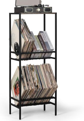 3 Tier Vinyl Record Player Stand Holds Up to 160 Albums, Large Record Player Table with Vinyl Record Holder Cabinet, Vinyl Record Storage Shelf, Turntable Stand Tall for Living Room, Office in Kuwait