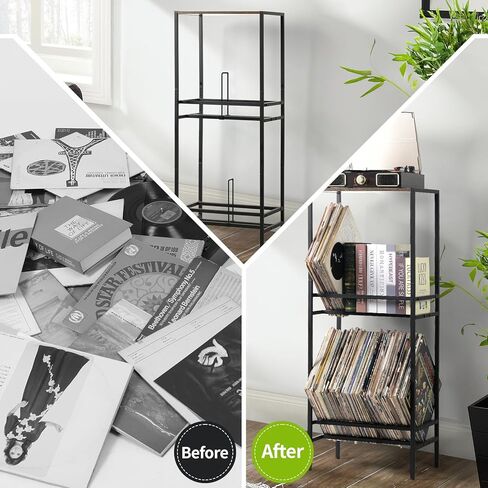 3 Tier Vinyl Record Player Stand Holds Up to 160 Albums, Large Record Player Table with Vinyl Record Holder Cabinet, Vinyl Record Storage Shelf, Turntable Stand Tall for Living Room, Office in Kuwait