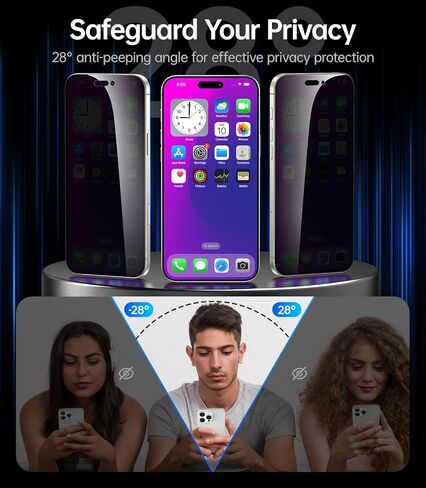 مجموعة من 4 قطع من واقي شاشة Meifigno لهاتف iPhone 16 Pro [2X HD Clear + 2X الخصوصية] مع 1X واقي عدسة الكاميرا، صلابة 9H مقاومة للكسر، حافظة صديقة لهاتف iPhone 16 Pro من الزجاج المقوى (6.3 بوصة) in Kuwait