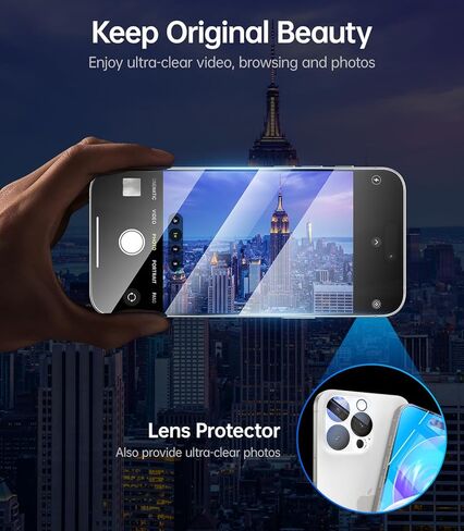مجموعة من 4 قطع من واقي شاشة Meifigno لهاتف iPhone 16 Pro [2X HD Clear + 2X الخصوصية] مع 1X واقي عدسة الكاميرا، صلابة 9H مقاومة للكسر، حافظة صديقة لهاتف iPhone 16 Pro من الزجاج المقوى (6.3 بوصة) in Kuwait
