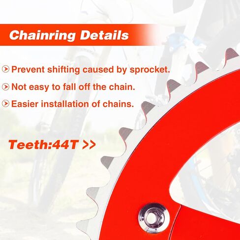مجموعات كرنك الدراجة 44T-170 مم، مجموعة كرنك مربعة الشكل، دراجة ذات تروس ثابتة، سلسلة دائرية وكرنك ذات سرعة واحدة، مناسبة للدراجات ذات السرعة الواحدة ذات العتاد الثابت، 5 ألوان in Kuwait