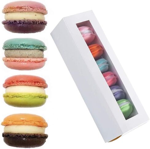 12 Pack Macarons Boxes Packaging, Brown Kraft Macaroon Boxes with Clear Display Window,Macarons Container or Packaging Boxes for Mini Cupcakes Cookies in Saudi Arabia