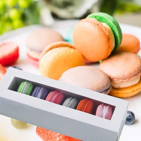 12 Pack Macarons Boxes Packaging, Brown Kraft Macaroon Boxes with Clear Display Window,Macarons Container or Packaging Boxes for Mini Cupcakes Cookies in Saudi Arabia