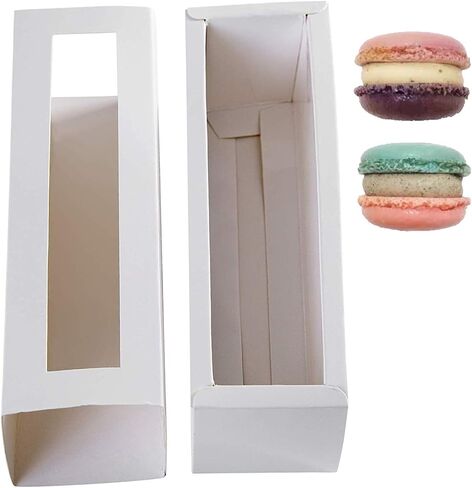 12 Pack Macarons Boxes Packaging, Brown Kraft Macaroon Boxes with Clear Display Window,Macarons Container or Packaging Boxes for Mini Cupcakes Cookies in Saudi Arabia
