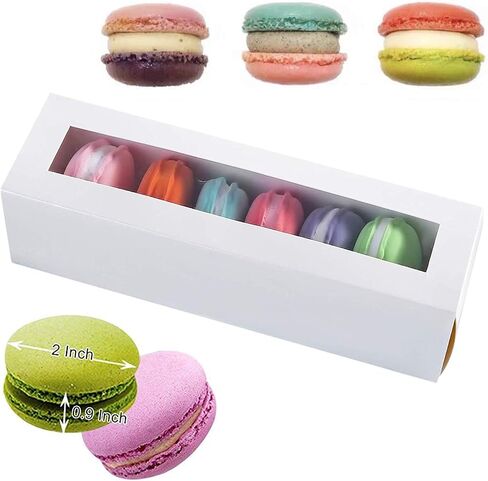 12 Pack Macarons Boxes Packaging, Brown Kraft Macaroon Boxes with Clear Display Window,Macarons Container or Packaging Boxes for Mini Cupcakes Cookies in Saudi Arabia