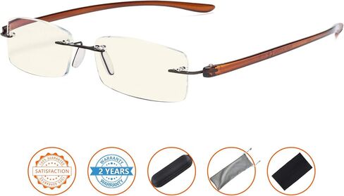 CessBlu Computer Reading Glasses for Men Women Blue Light Filter Anti Glare UV Ray Protection Rimless Reader Eyeglasses in Saudi Arabia