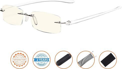 CessBlu Computer Reading Glasses for Men Women Blue Light Filter Anti Glare UV Ray Protection Rimless Reader Eyeglasses in Saudi Arabia