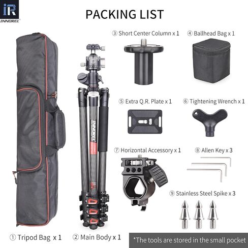 Carbon Fiber Horizontal Tripod INNOREL YT284C, Rotatable Multi-Angle Center Column and 46mm Low Gravity Ballhead Professional Camera Tripod Monopod for DSLR Video Camcorder Overhead Shooting Load 20kg in Saudi Arabia