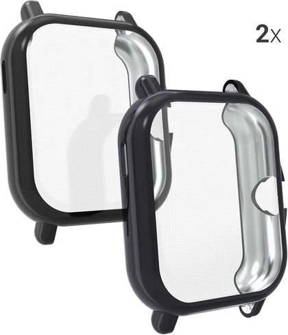 kwmobile Case Compatible with Huami Amazfit GTS 3 / GTS 2 / GTS 2e Case - 2X TPU Silicone Fitness Tracker Cover - Black in Saudi Arabia
