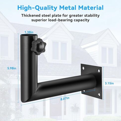 حامل حائط قصير من Starlink، حامل أنبوب هوائي قابل للتعديل ومجموعة تركيب محول عمود العلم، دعامة سقف ومشبك على شكل حرف V، لمجموعة الإنترنت عبر الأقمار الصناعية، مع محول تركيب Starlink متوافق مع V2 in Kuwait