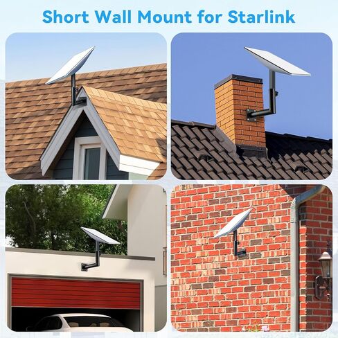 حامل حائط قصير من Starlink، حامل أنبوب هوائي قابل للتعديل ومجموعة تركيب محول عمود العلم، دعامة سقف ومشبك على شكل حرف V، لمجموعة الإنترنت عبر الأقمار الصناعية، مع محول تركيب Starlink متوافق مع V2 in Kuwait