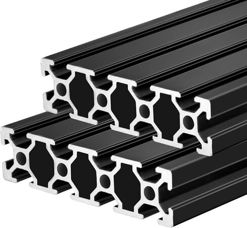 QNK 2pcs 400mm(15.75") T Slot 2080 Aluminum Extrusion European Standard Anodized Linear Rail for 3D Printer Parts and CNC DIY Black in Kuwait